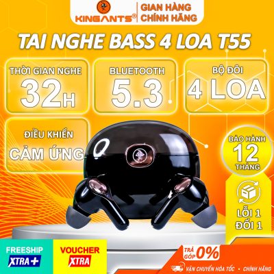 Tai nghe Bluetooth T55 4 loa Bluetooth 5.3 âm thanh vòm Hifi siêu trầm