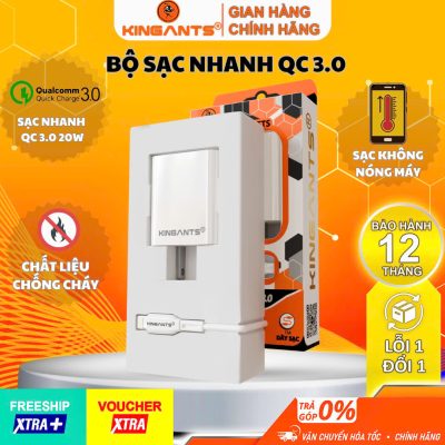 BỘ SẠC USB QC3.0 KD-02DU SETS CHÍNH HÃNG KINGANTS