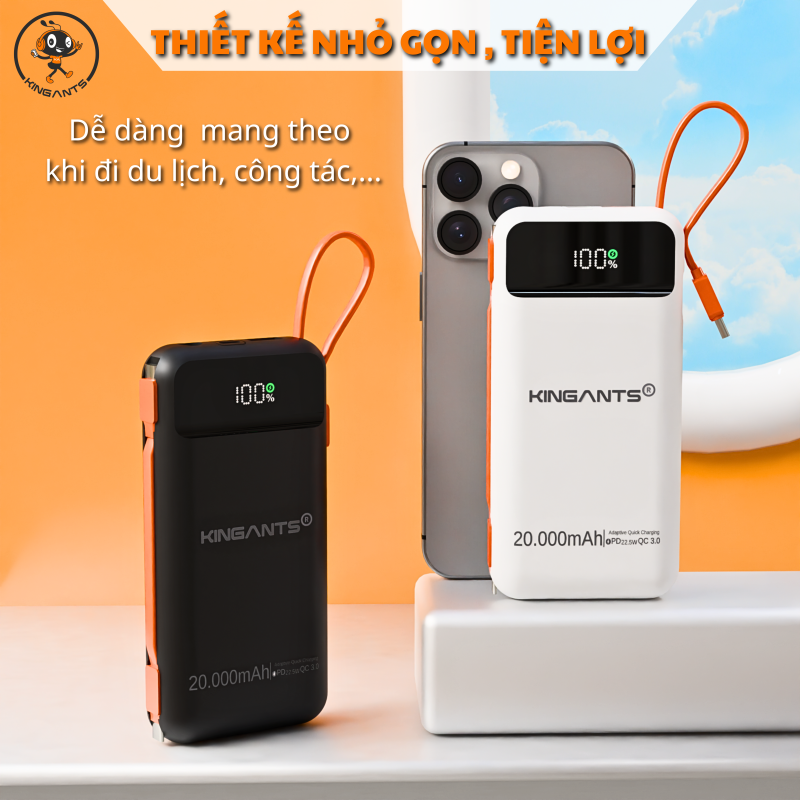 PIN DỰ PHÒNG 20.000mAh KA-04W/B20 CHÍNH HÃNG KINGANTS