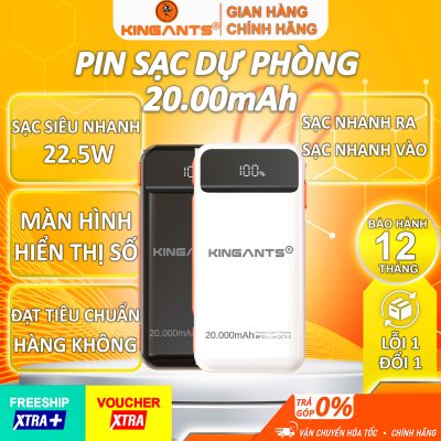 PIN DỰ PHÒNG 10.000 mAh-CHÍNH HÃNG KINGANTS