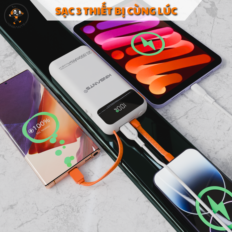 PIN DỰ PHÒNG 20.000mAh KA-04W/B20 CHÍNH HÃNG KINGANTS