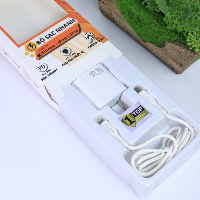 BỘ SẠC NHANH 20W CHÂN DẸT DÀNH CHO CÁC DÒNG MÁY IP-BỘ SẠC NHANH KC-02C SETS CHÍNH HÃNG KINGANTS