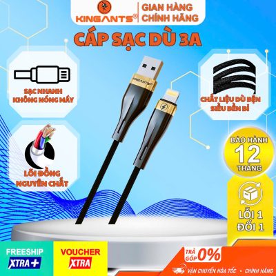 CÁP SẠC NHANH 3A Công Suất Cao KD-01B Dành Cho IP/IPad/IPod-Chính Hãng KINGANTS