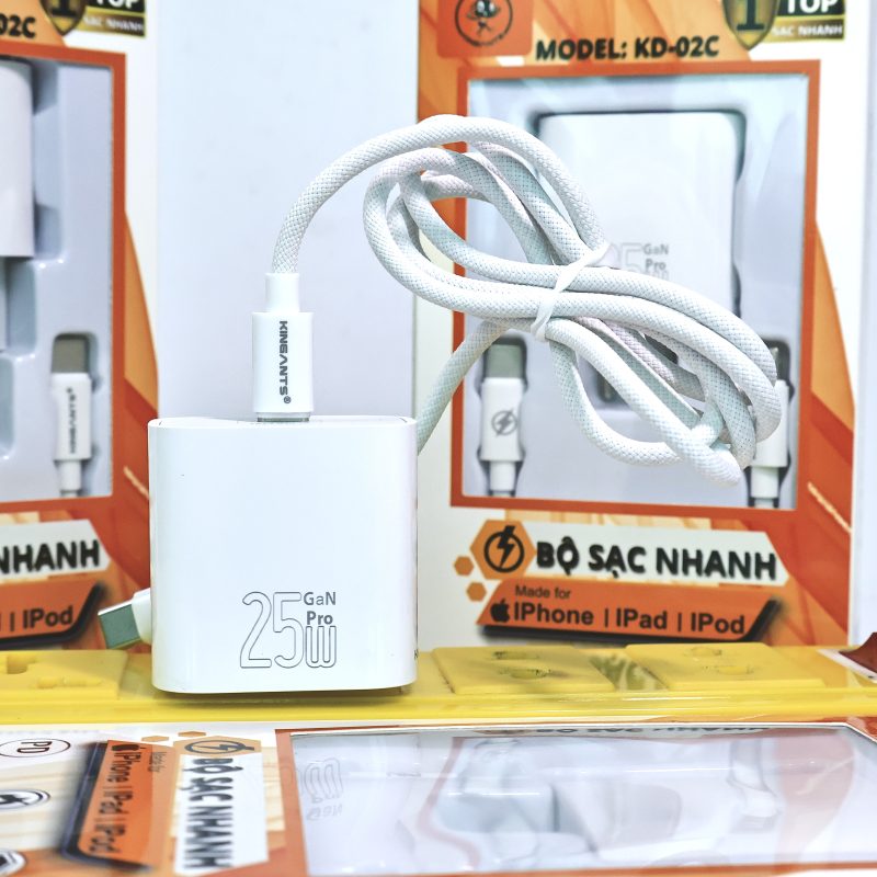 BỘ SẠC NHANH 25W CHUYÊN DỤNG CHO IPHONE CHÍNH HÃNG KINGANTS
