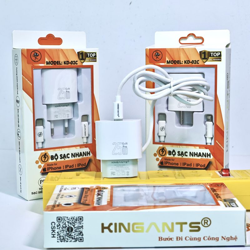 BỘ SẠC NHANH 25W CHUYÊN DỤNG CHO IPHONE CHÍNH HÃNG KINGANTS