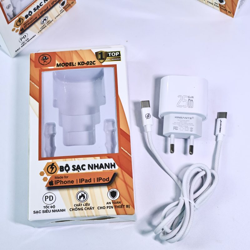 BỘ SẠC NHANH 25W CHUYÊN DỤNG CHO IPHONE CHÍNH HÃNG KINGANTS