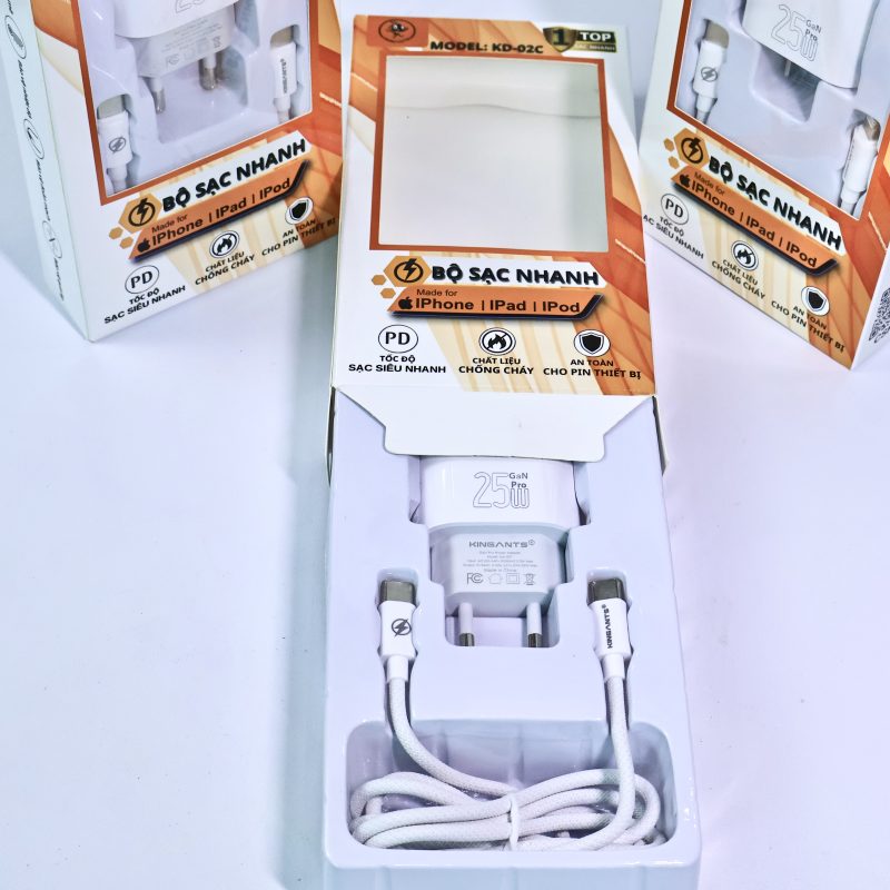 BỘ SẠC NHANH 25W CHUYÊN DỤNG CHO IPHONE CHÍNH HÃNG KINGANTS