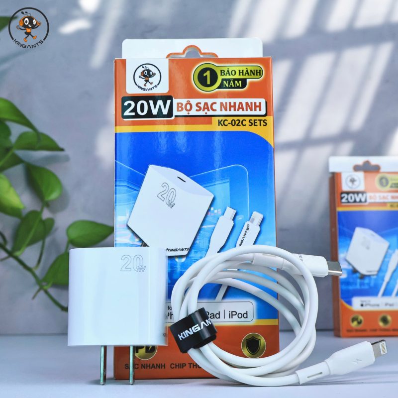 BỘ SẠC NHANH 20W CHUYÊN DỤNG IPHONE CHÍNH HÃNG KINGANTS